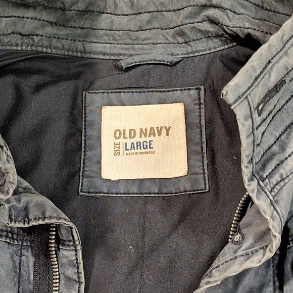 Old Navy Mens Size Large Utility Field Jacket Coat Charcoal Functional Fashion - Picture 5 of 11